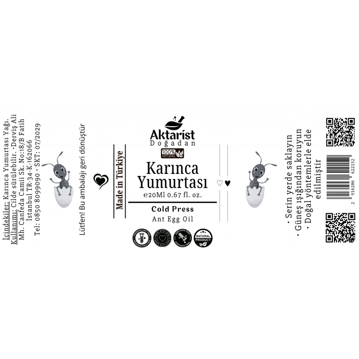 Aktarist Karınca Yumurtası Yağı 20Ml