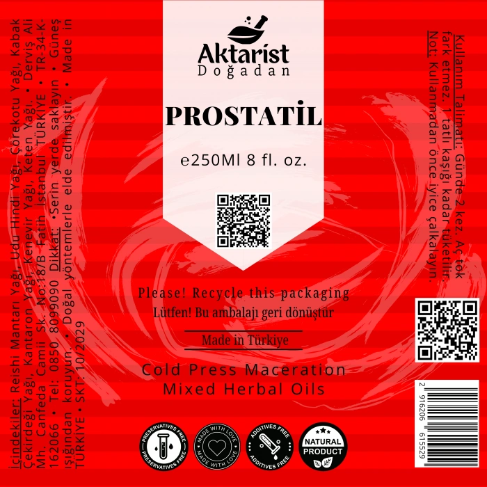 Aktarist Prostatil 250ml Soğuk Pres Yağ