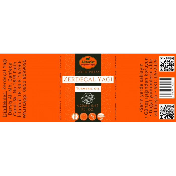 Aktarist Zerdeçal Yağı 20Ml