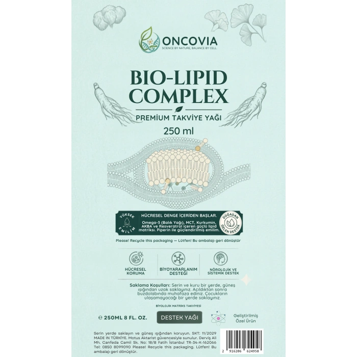 Oncovia Bio Lipid Complex Yağ 250Ml