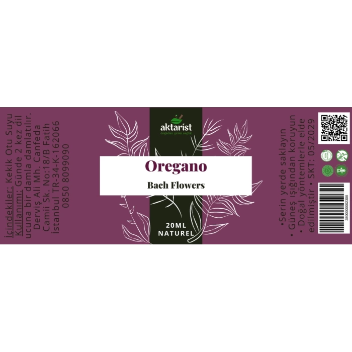 Oregano - Bach Flowers Water 20Ml