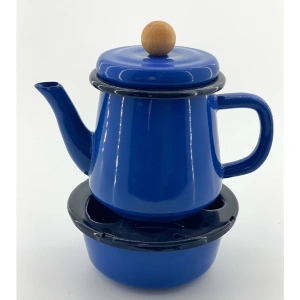 Ebru Metal Emaye Isıtıcılı Demlik