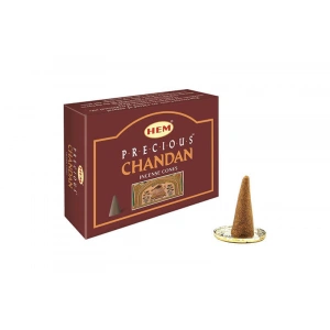 Hem Precious Chandan Incense Cones - Safran Sandal Kokulu 10 Adet Konik Tütsü
