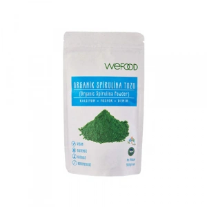 Wefood Organik Spirulina Tozu 100Gr Organic Spirulina Powder + Kalsiyum + Fosfor + Demir