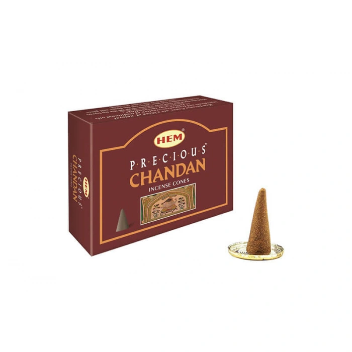 Hem Precious Chandan Incense Cones - Safran Sandal Kokulu 10 Adet Konik Tütsü
