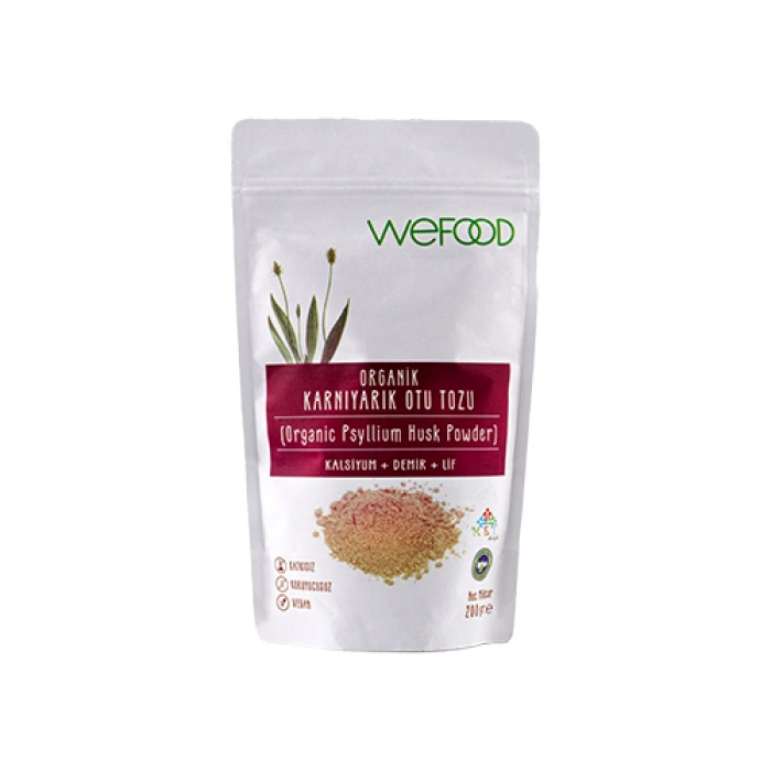 Wefood Organik Karnıyarık Otu (Psyllium) Tozu 200 gr Kalsiyum + Demir + Lif