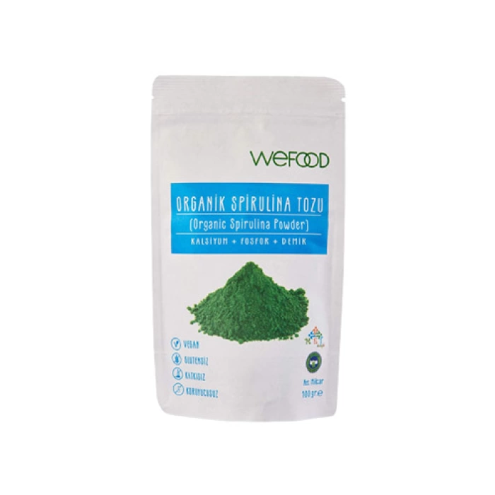 Wefood Organik Spirulina Tozu 100Gr Organic Spirulina Powder + Kalsiyum + Fosfor + Demir