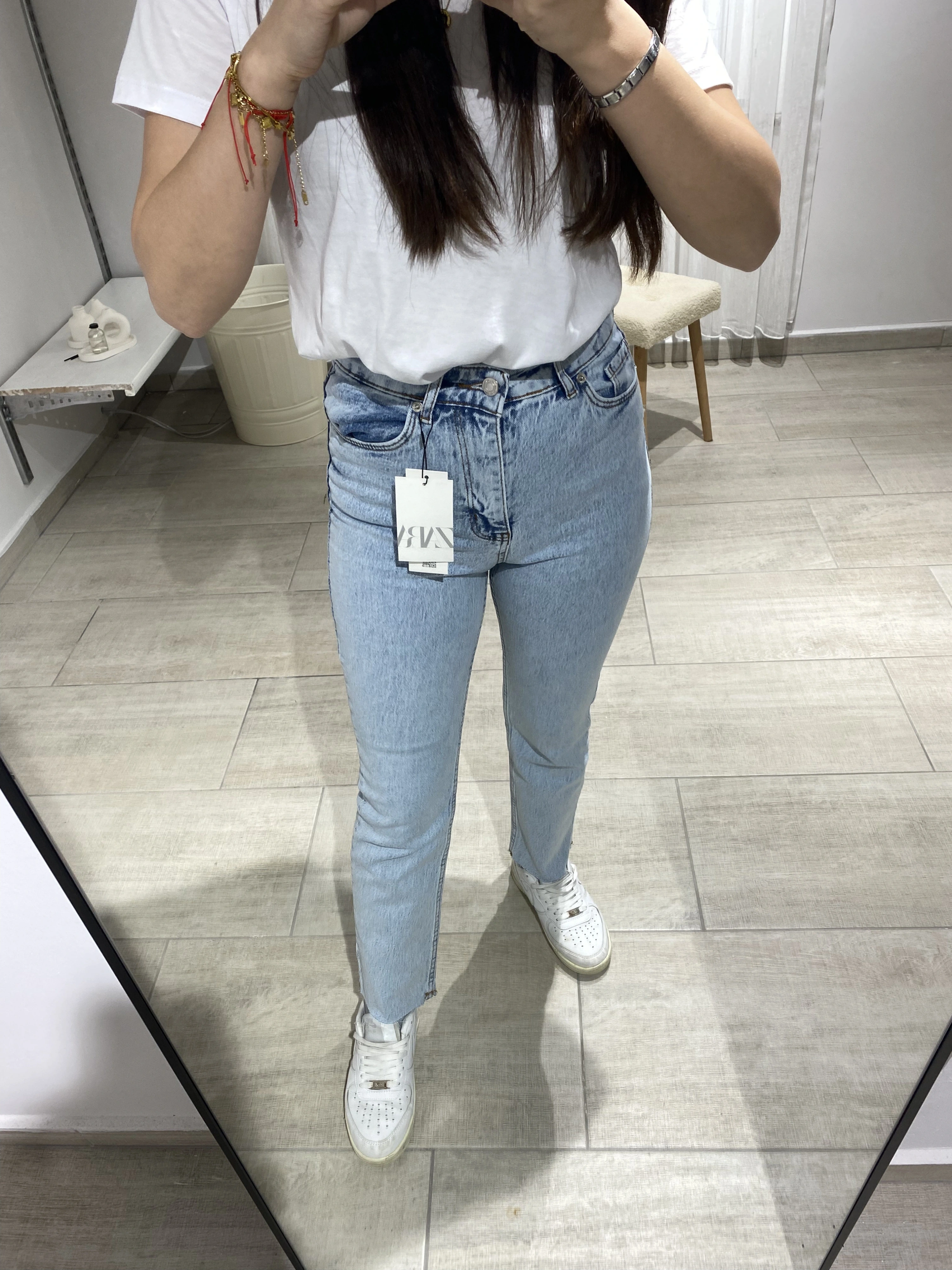 ZARA MODEL KESİK PAÇA BOYFİT BUZ MAVİ KOT PANTOLON