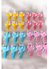 24lü Karışık Renk Unicorn Figürlü Manuel Basmalı El Fanı Set