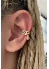 Altın Renk Taşlı Çelik Ear Cuff