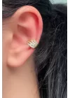 Altın Renk Taşlı Çelik Ear Cuff Küpe (Tek)