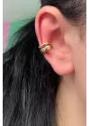 Altın Renk Taşlı Çelik Ear Cuff (Tek)