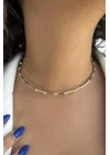 Altın Renk Taşlı Choker Kolye