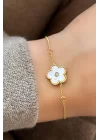 Altın Renk Van Cleef Detaylı Çelik Bileklik