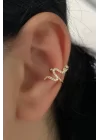 Altın Renk Yılan Figürlü Ear Cuff Küpe (Tek)