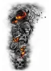 Geçici Aslan Ve Kuru Kafa Figürlü Dövme Tattoo