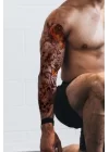Geçici Aslan Ve Kurukafa Modelli Kol Dövme Tattoo