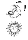 Geçici Ay Ve Güneş Figürlü Mini Dövme Tattoo