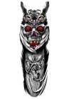 Geçici Baykuş Ve Kurt Figürlü Dövme Tattoo
