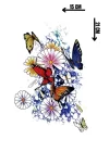 Geçici Çiçek Ve Kelebek Figürlü Dövme Tattoo