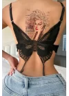 Geçici Kadın Modelli Ve Yazılı Dövme Tattoo