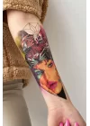 Geçici Kaplan ve Kadın ve Flamingo Dövme Tattoo