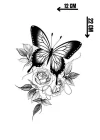 Geçici Kelebek Ve Gül Figürlü Dövme Tattoo