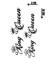 Geçici King Ve Queen Yazılı Mini Dövme Tattoo