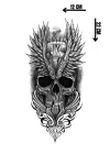Geçici Kuru Kafa Figürlü Büyük Boy Dövme Tattoo