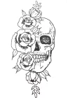 Geçici Kuru Kafa Ve Gül Figürlü Dövme Tattoo