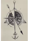 Geçici Pusula Figürlü Dövme Tatto