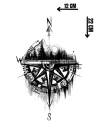 Geçici Pusula Figürlü Dövme Tattoo