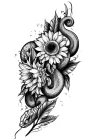 Geçici Yılan Ve Çiçek Figürlü Dövme Tattoo