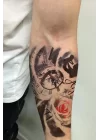 Gerçekçi Geçici Saat Ve Gül Dövme Tattoo