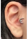 Gümüş Renk Ay Figürlü Çelik Tragus/Kıkırdak Küpe/Piercing (Tek)