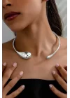 Gümüş Renk Bottega Choker Kolye