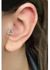 Gümüş Renk Bulut Figürlü Taş Detaylı Cerrahi Çelik Tragus/kıkırdak Küpe/piercing (tek)