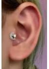 Gümüş Renk Cerrahi Çelik Ay Ve Yıldız Figürlü Tragus/Kıkırdak Küpe/Piercing (Tek)