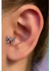 Gümüş Renk Cerrahi Çelik Çiçek Figürlü Tragus/Kıkırdak Küpe/Piercing (Tek)