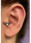 Gümüş Renk Cerrahi Çelik Kanat Figürlü Tragus/Kıkırdak Küpe/Piercing (Tek)