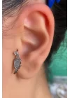 Gümüş Renk Cerrahi Çelik Kanat Figürlü Tragus/Kıkırdak Küpe/Piercing (Tek)