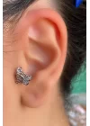 Gümüş Renk Cerrahi Çelik Kelebek Figürlü Tragus/Kıkırdak Küpe/Piercing (Tek)