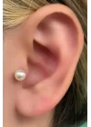 Gümüş Renk İnci Detaylı Çelik Tragus/Kıkırdak Küpe/Piercing (Tek)