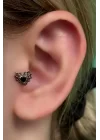 Gümüş Renk Kalp Figürlü Cerrahi Çelik Tragus/Kıkırdak Küpe/Piercing