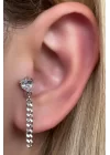 Gümüş Renk Kalp Figürlü Cerrahi Çelik Tragus/Kıkırdak Küpe/Piercing (Tek)