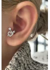 Gümüş Renk Kalp Figürlü Cerrahi Çelik Tragus/kıkırdak Küpe (tek)