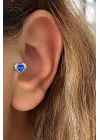 Gümüş Renk Kalp Figürlü Taş Detaylı Cerrahi Çelik Tragus/kıkırdak Küpe/piercing (tek)