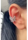 Gümüş Renk Kelebek Figürlü Ear Cuff Küpe (Tek)