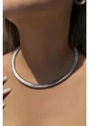 Gümüş Renk Metal Choker Kolye