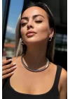 Gümüş Renk Metal Choker Kolye